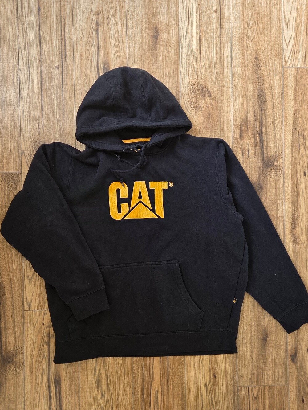 CAT heavyweight Black Logo Hoodie Size XL
